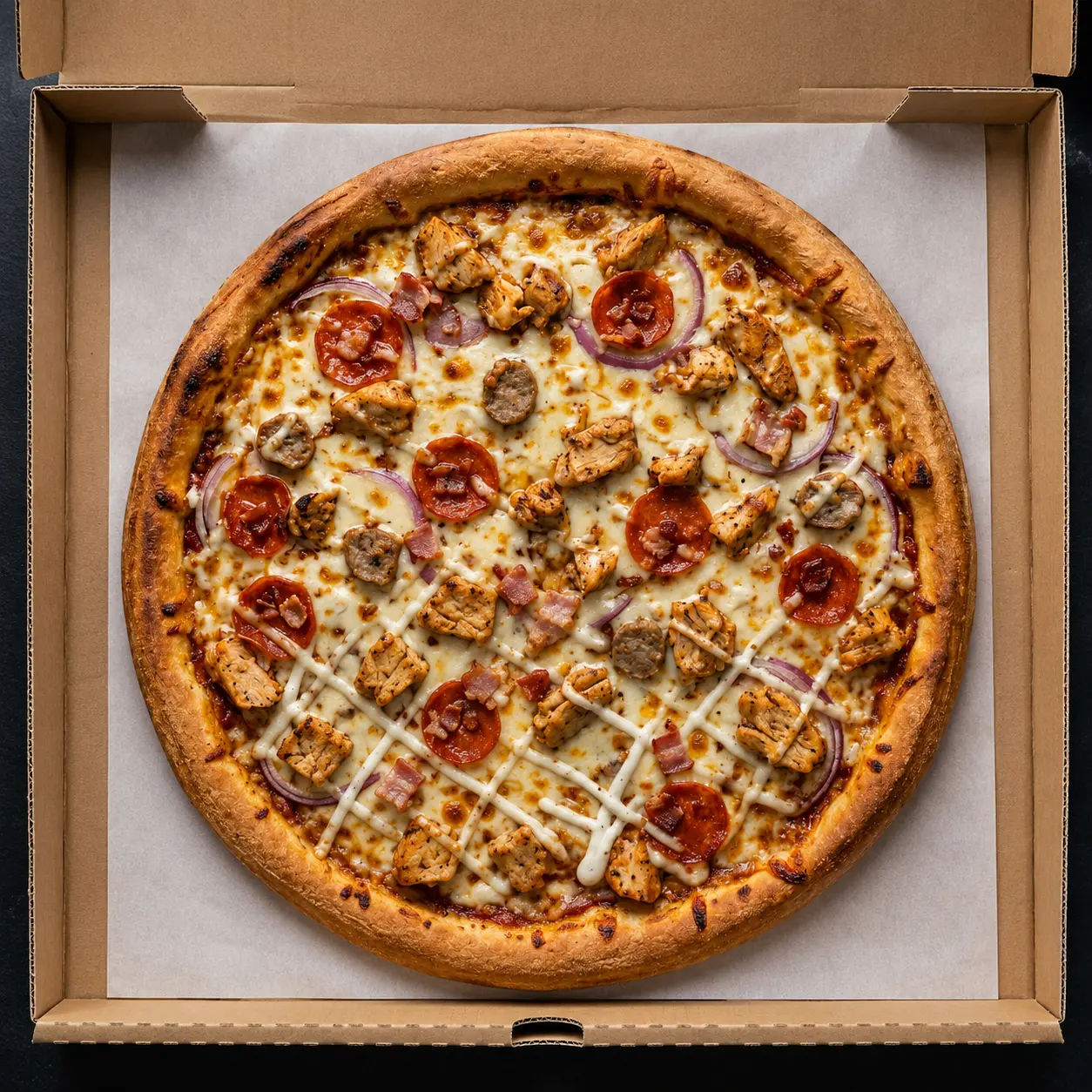 Triple Meat Feast delivery to Griesbach - Cheezly Pizza Canada Sherwood Park